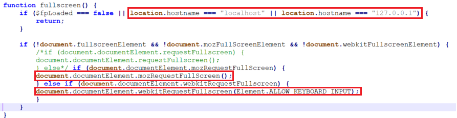 Function to switch browser to full-screen mode
