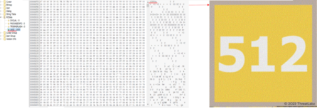 Fig.11 - Encrypted GIF payload in resource section