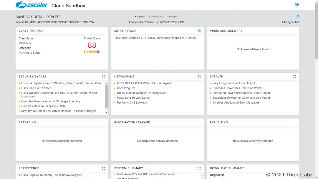 Figure 19: Zscaler Cloud Sandbox report