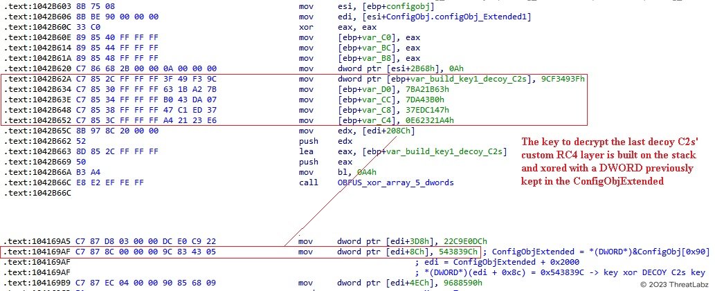 Figure 13. Key generation for the final encryption layer of the C2 list (Xloader version 4.3)