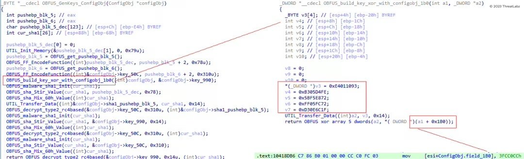 Figure 9. Generation of the RC4 key for encrypted strings (Xloader version 4.3)