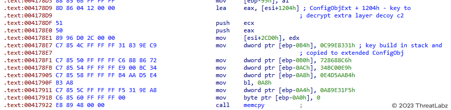 Figure 3. Decryptor of the PUSHEBP functions in Xloader version 2.9