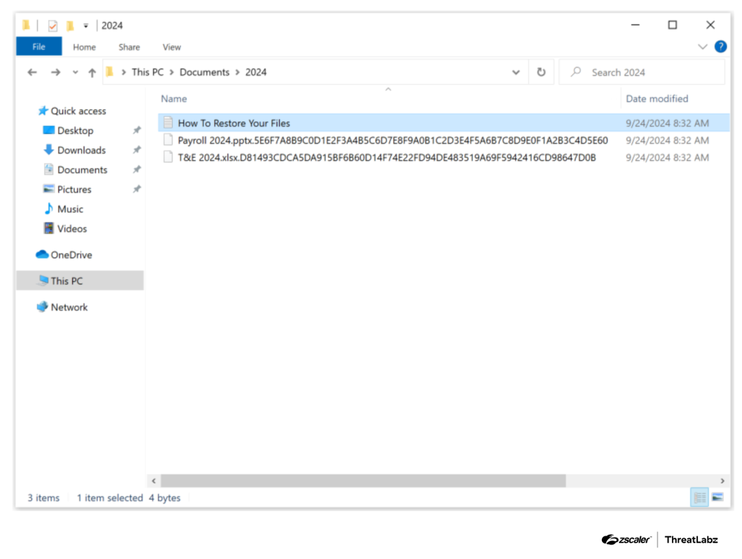 Figure 5: Example of files encrypted by an RTM Locker variant used by Dark Angels.