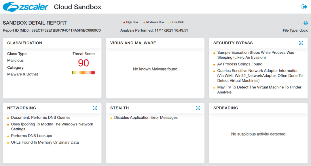 Zscaler Sandbox report