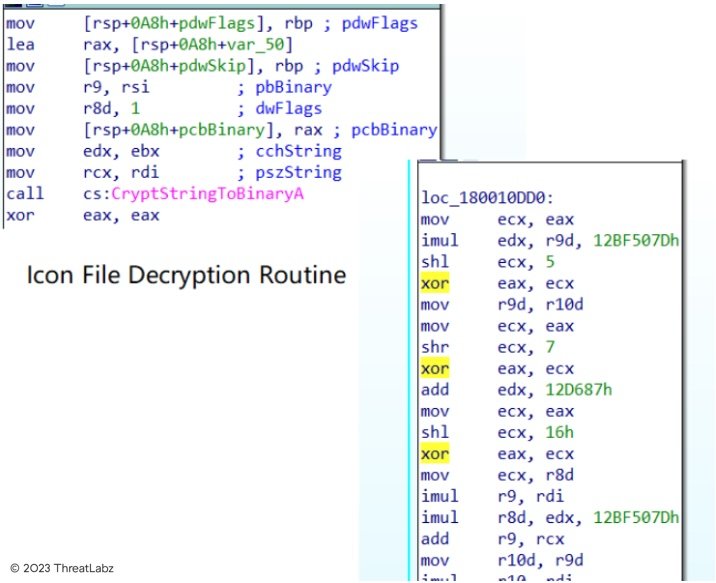 Fig.16 -  Decryption of C2 URL from the encrypted string parsed via the ICON File