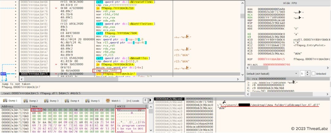 Fig.8 - Load d3dcompiler_47.dll and check for starting byte of DLL