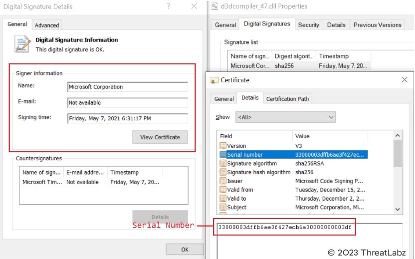 Fig.9 - Microsoft signed d3dcompiler_47.dll 