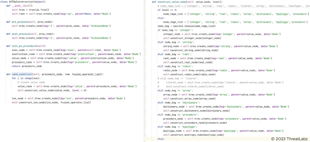 Figure 6. Code snippet of constructing the parse tree randomly