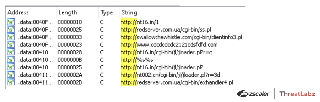 Figure 7. Example of hardcoded Qakbot C2s