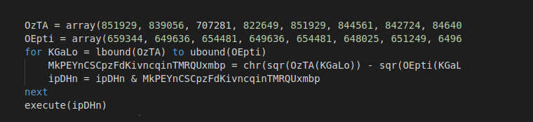 Code using array's for obfuscation