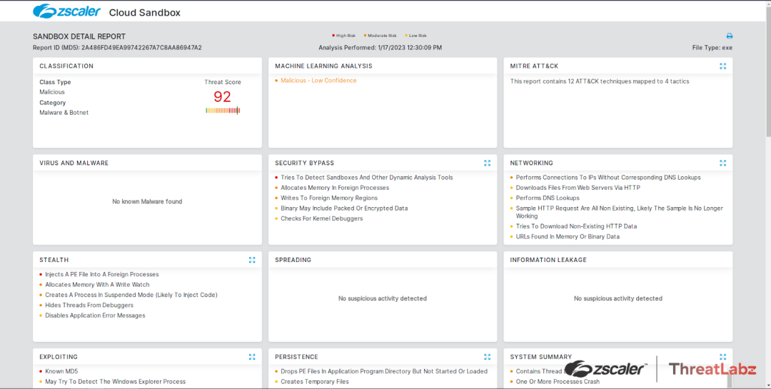 Figure 1: Zscaler sandbox detection