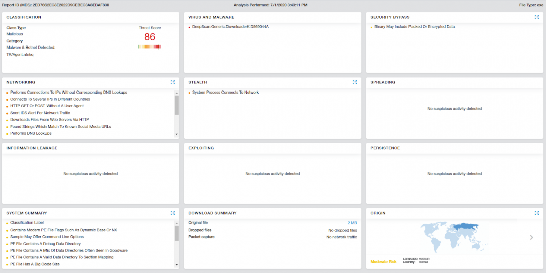 Figure 16: The Zscaler Cloud Sandbox successfully detected the malware.