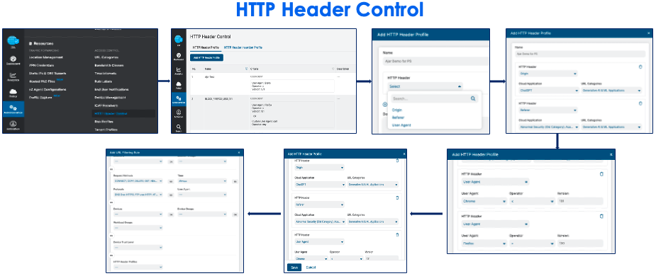HTTP Header Control UI Flow