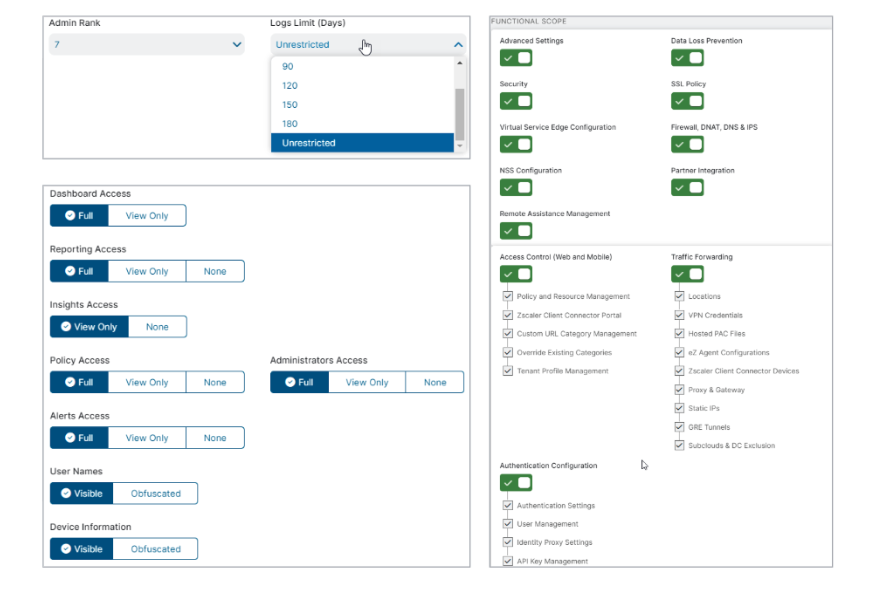 Defining RBAC in ZIA'