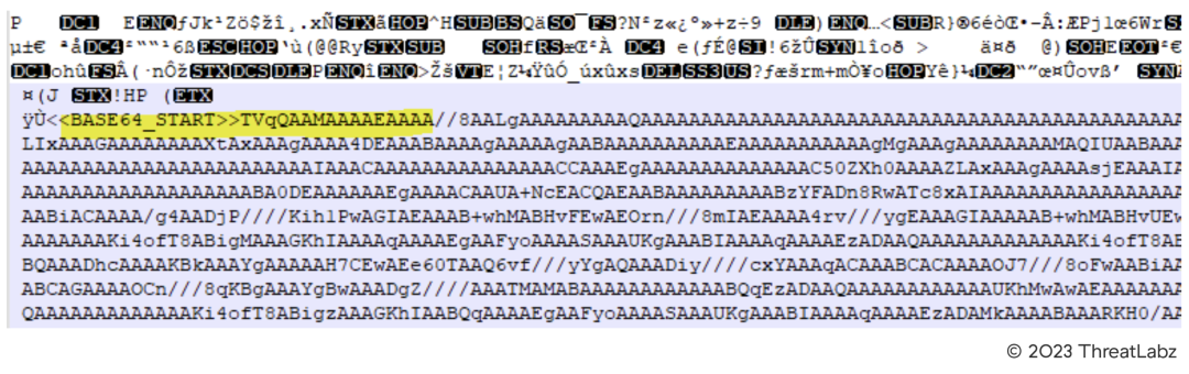 Figure 6: Base64-encoded DLL inside an image