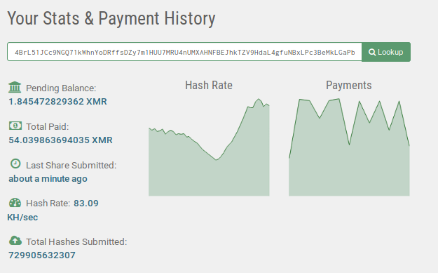 Monero mining campaign payout