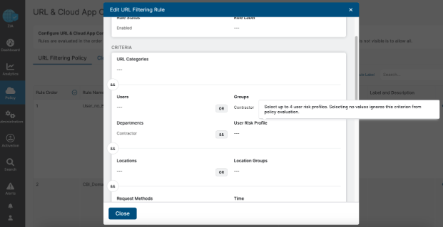 URL filtering rules are one way that risk scoring can be applied to policies within Zscaler Internet Access (ZIA)