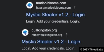 Figure 5. Example Mystic Stealer control panel domains cached in Google Search cache related to the Grand cluster