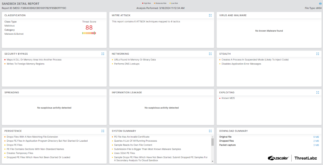 Figure 7: Zscaler Cloud Sandbox report