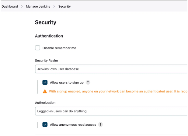 Figure 1. Jenkins configuration options