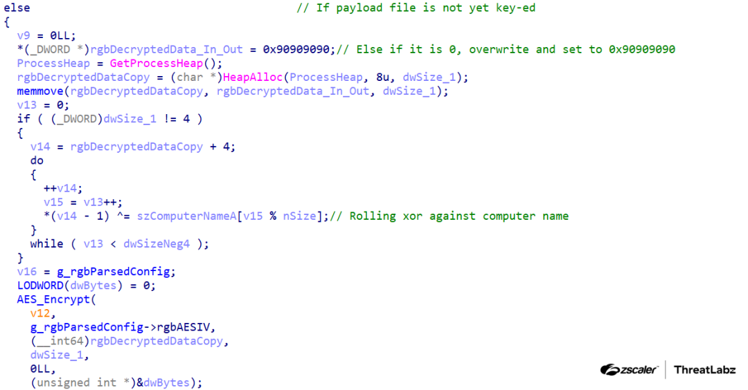 Figure 10: 2024 variant of StealthVector performing environment keying, using a rolling XOR against the computer name.