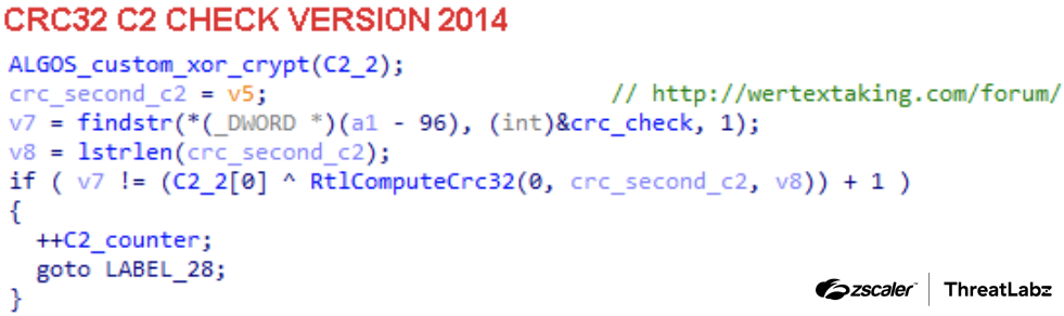 Figure 10: Simple copy-protection mechanism implemented in SmokeLoader version 2014 version.