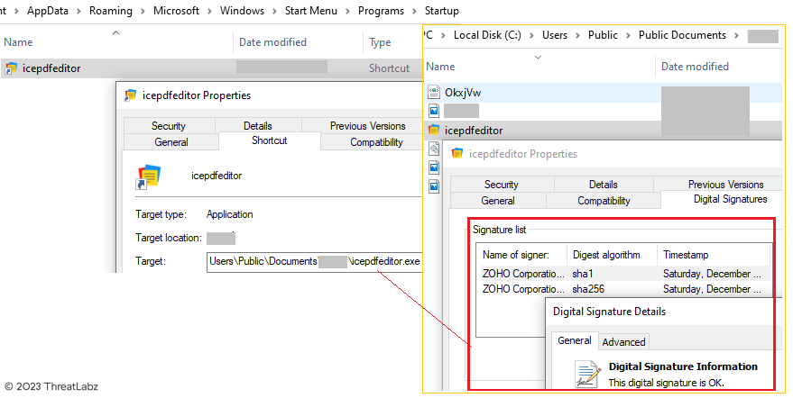 Figure 13 - Signed binary by ZOHO Corporation downloaded alongside malicious payloads.