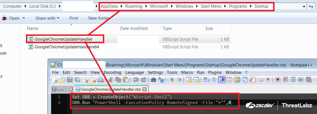 Fig.14 GoogleChromeUpdateHandler.vbs dropped in the startup folder for persistence