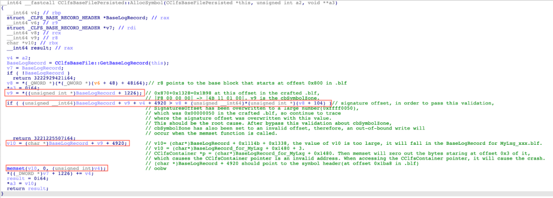 The pseudocode of the CClfsBaseFilePersisted::AllocSymbol function