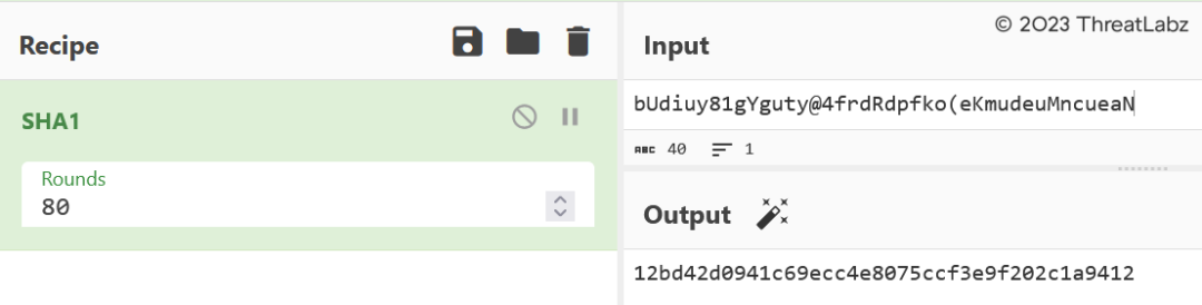 Figure 16 - SHA-1 hash of encrypted key.