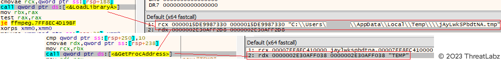  Figure 17 - Illustrates the loading of the InjectorDLL via the LoadLibraryA() function.