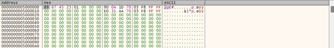 The memory region(0x5000000~0x5100000)