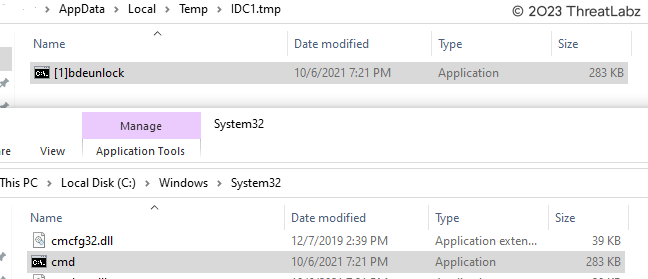 Figure 23 - Depicts the operation of copying the "cmd.exe" file into the Temp directory with administrator privileges using a COM Object.