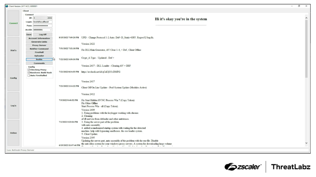Example DanaBot change log with multiple releases per month.