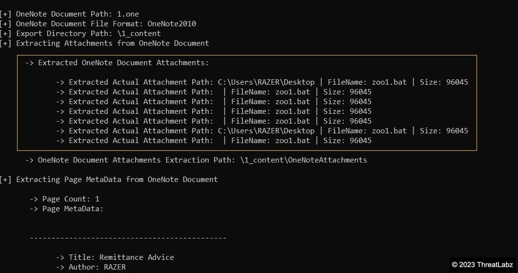 Fig.3 - Malicious files extracted from OneNote document