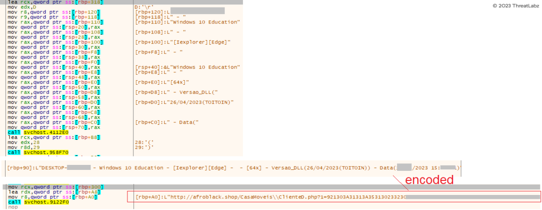 Figure 30 - Displays the information transmitted to the Command & Control (C&C) server located at http[:]afroblack.shop/CasaMoveis\ClienteD.php.