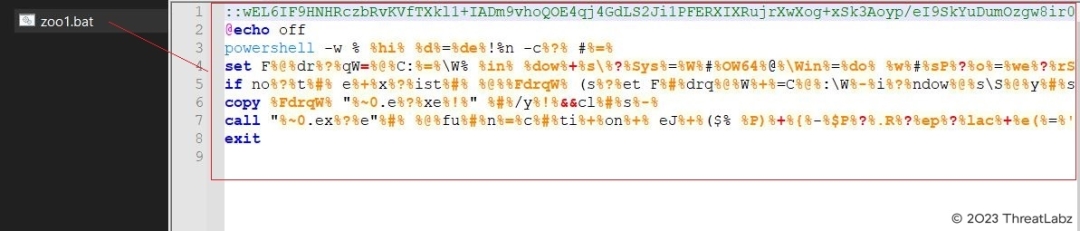 Fig.4 - Obfuscated batch file