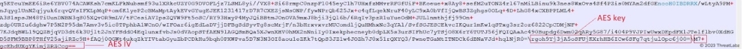 Fig.7 - AES Key and IV identified in the blob