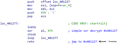 Figure 7: SmokeLoader version 2014 stager function decryption.