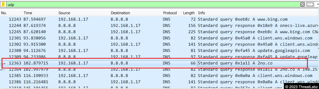 Fig 12. - Network communication seen via Wireshark