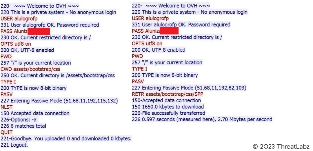 Fig 13. - FTP interaction on OVH private system