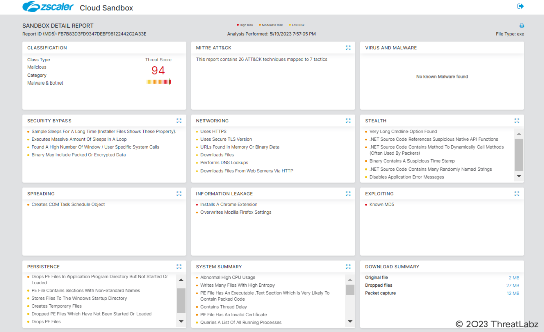 Fig 22. - Zscaler sandbox report