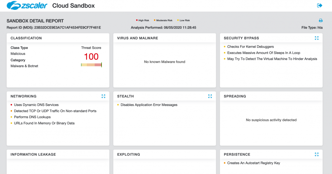 Cloud Sandbox Detection for HTA-based backdoor.